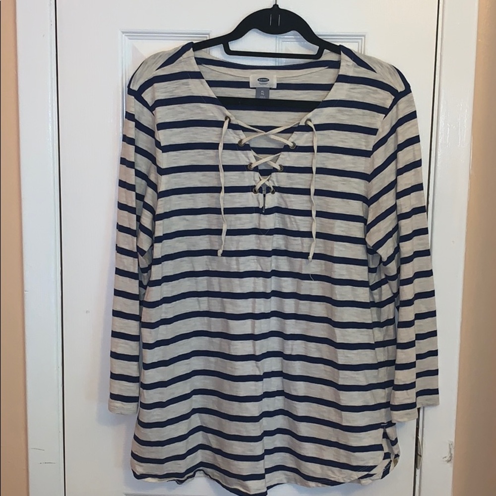 Old navy Blue and white striped long sleeve shirt